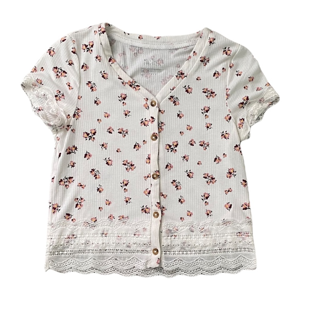 Justice V Neck Floral Shirt